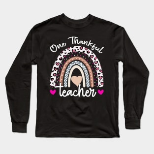 One thankful Teacher Rainbow Leopard Long Sleeve T-Shirt